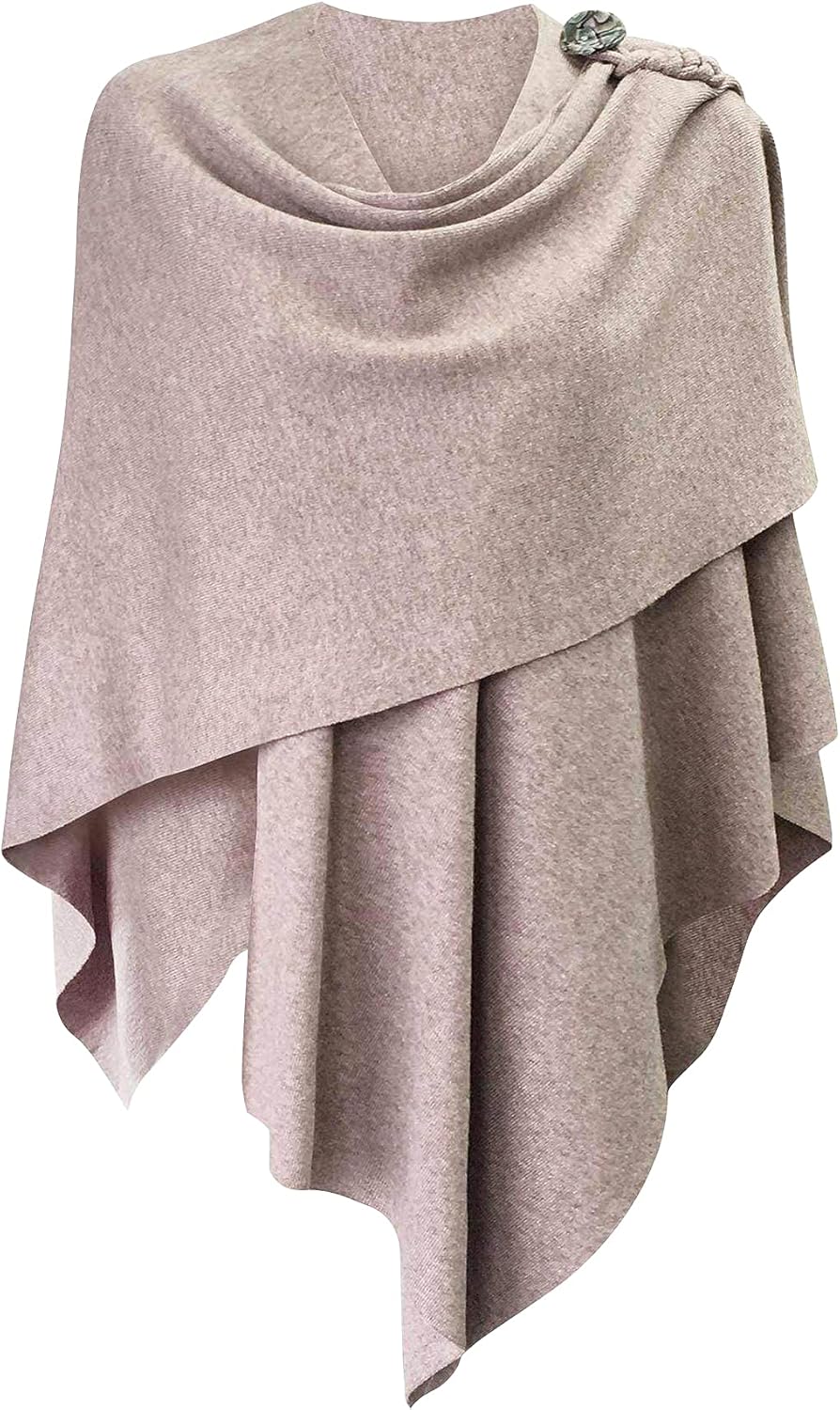 PULI Womens Large Cross Front Poncho Sweater Wrap Topper Knitted Elegant Shawls Cape for Fall Winter