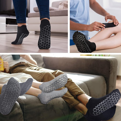 Non Slip Yoga Socks with Grips for Pilates, Ballet, Barre, Barefoot, Hospital Anti Skid Socks for Women and Men