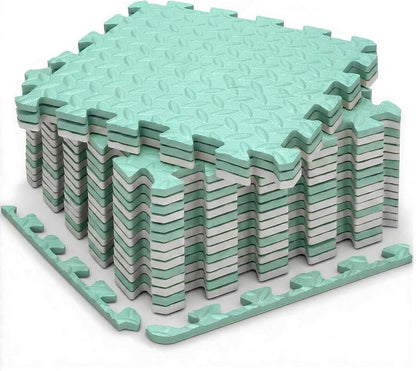 18 Tiles Puzzle Exercise Mat, 12.6" x 12.6" x 0.4", 18 Sq Ft EVA Interlocking Foam Floor Tiles, Non-Slip, Protective, Water-Resistant Flooring for Home Gym & Workout Equipment