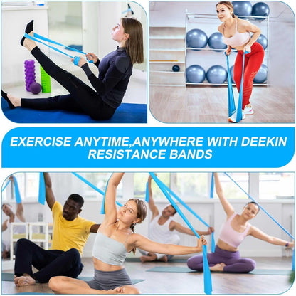 DEEKIN 10 Pcs Resistance Bands Professional Exercise Elastic Bands Latex-Free Yoga Starter Set for Pilates, Physical Therapy, Strength Training, Yoga, Working Out for Women Home Gym