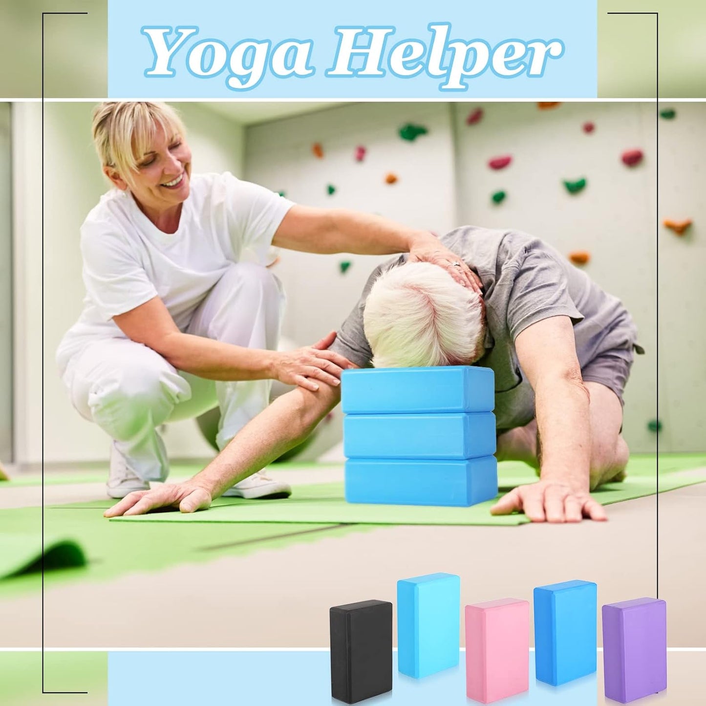 Meooeck 30 Pcs Yoga Blocks Bulk Eva Foam Block Pack, 9 x 6 x 3 Inch Exercise Brick Foam High Density Soft Non Slip Yoga Accessories for Exercise Pilates General Fitness and Workouts, Multicolor