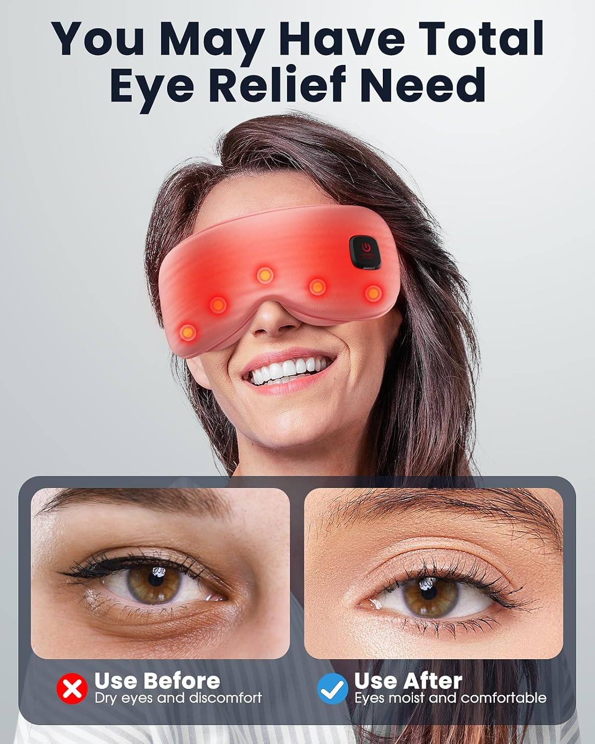 Heated Eye Mask - Cordless Eye Mask for Dry Eyes, FSA-HSA Eligible, Eye Relief, Improved Sleep, Washable Eye Heating pad for Travel and with Replaceable Shell