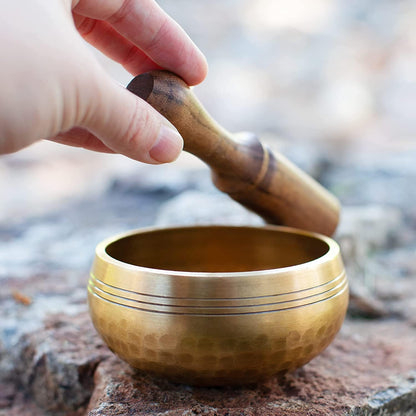 Tibetan Singing Bowl Set - Easy To Play for Beginners - Authentic Handcrafted Mindfulness Meditation Holistic Sound 7 Chakra Healing Gift by Himalayan Bazaar (5")
