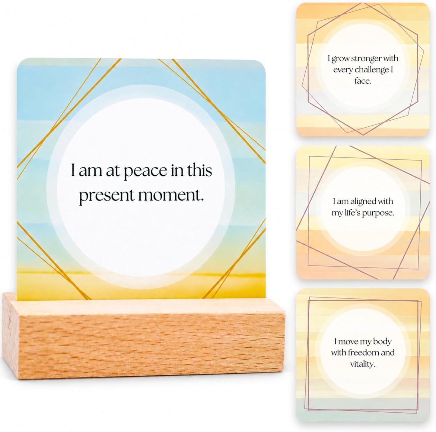 Affirmation Cards for Women with Guided Journal – 52 Positive Affirmations Cards, Wooden Stand & Daily Reflection Workbook, Mindfulness Cards for Desk, Self Care and Motivational Gift Set