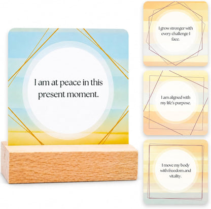 Affirmation Cards for Women with Guided Journal – 52 Positive Affirmations Cards, Wooden Stand & Daily Reflection Workbook, Mindfulness Cards for Desk, Self Care and Motivational Gift Set