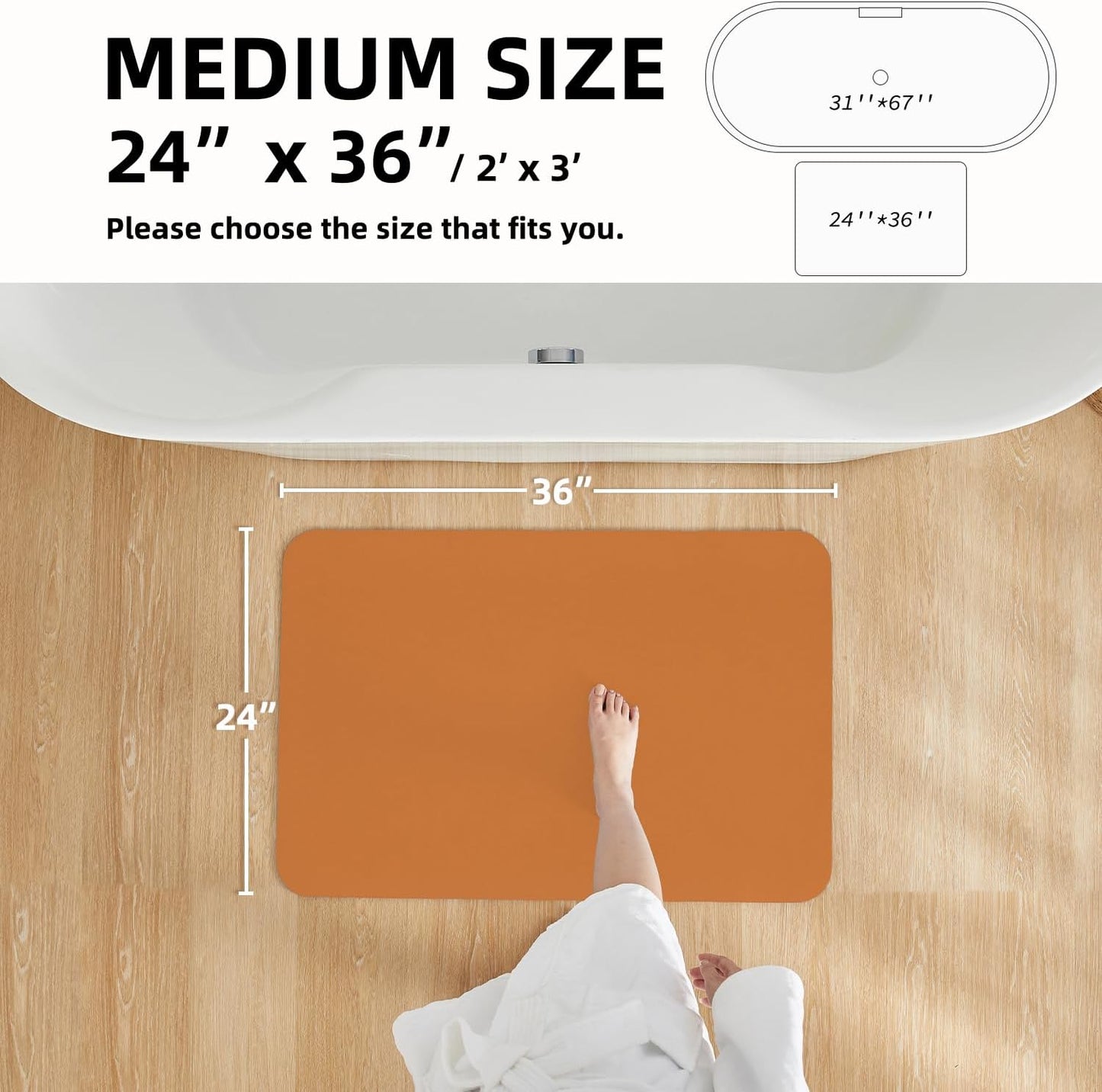 TYUU Bath Mat, Bathroom Rugs Non Slip Washable Thin Absorbent Quick Dry Bath Mat Fits Under Door Bathroom Floor Mat Perfect for Bath, Shower, or Sink 24"x36" Dark Grey