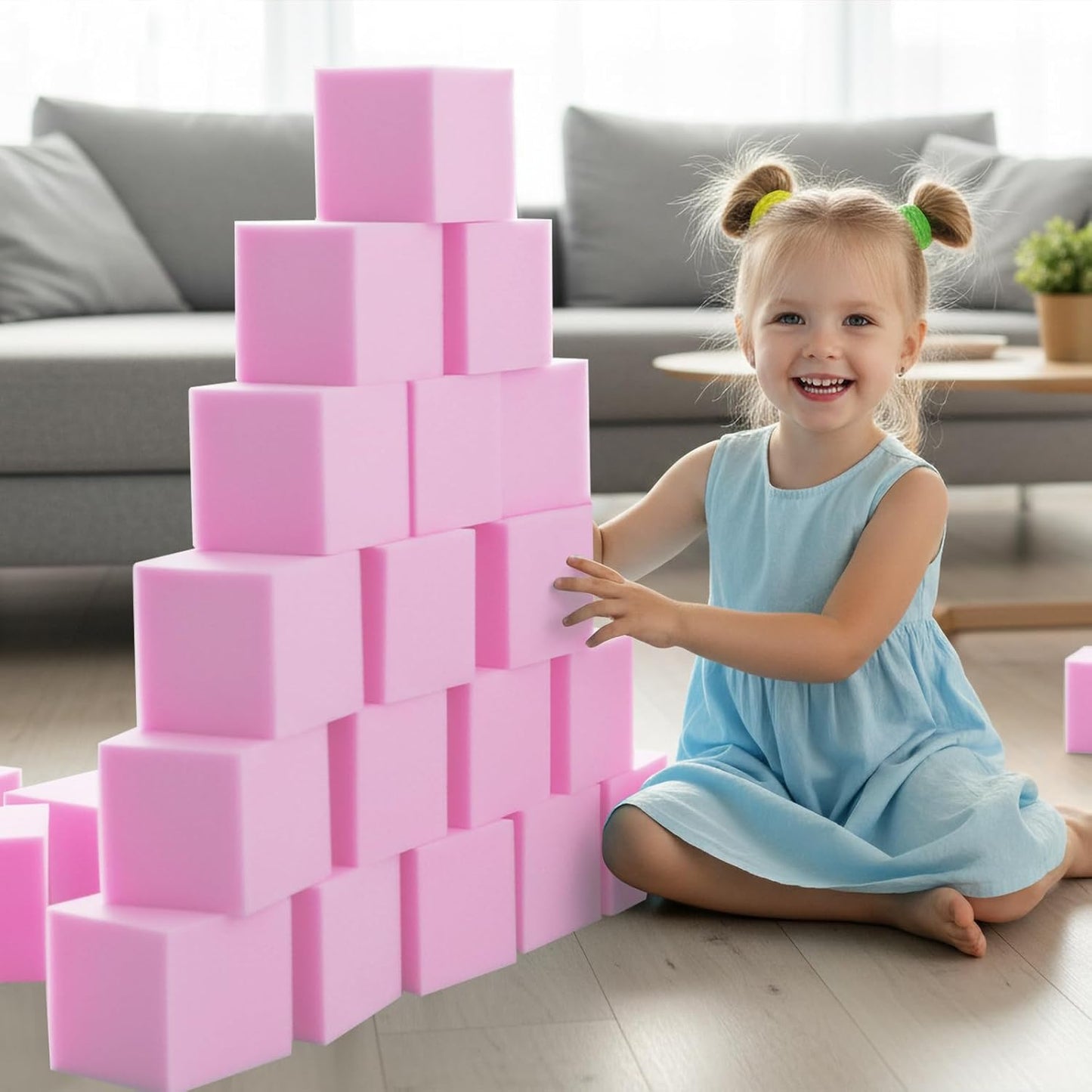 Foam Pit Blocks Foam Padding Sponge Pit Cubes Sponge Blocks for Amusement Park Gymnastics Freerunning and Parkour Courses - 24PCS 5" x 5" x 5" (Dark Blue)