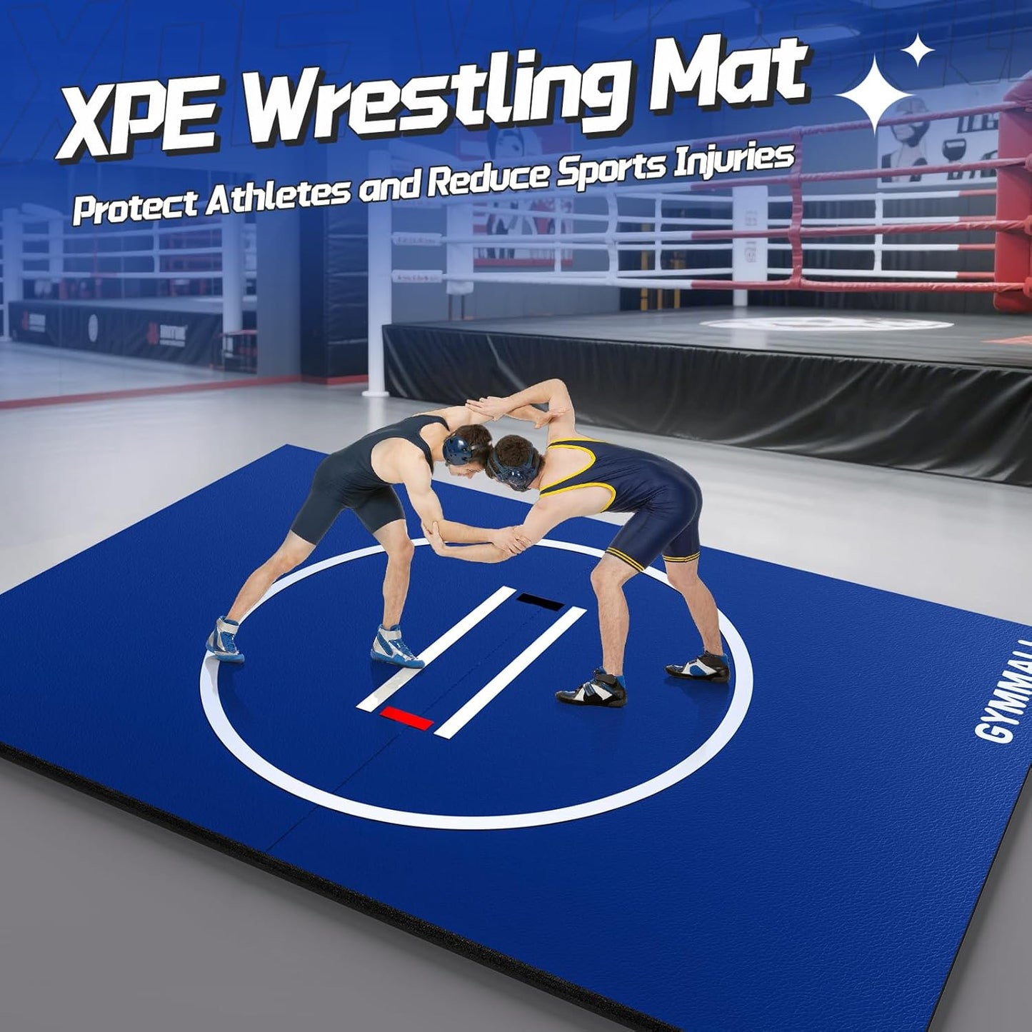 Wrestling Mat 10'x10'/6.6'x10' for Home Outdoor Indoor, 1.2" Thick Foldable XPE Jiu Jitsu Floor Exercise Mat for Gymnastics, PE Training, BJJ, MMA, Martial Art, Grappling, Judo, Boxing, Yoga