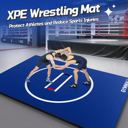 Wrestling Mat 10'x10'/6.6'x10' for Home Outdoor Indoor, 1.2" Thick Foldable XPE Jiu Jitsu Floor Exercise Mat for Gymnastics, PE Training, BJJ, MMA, Martial Art, Grappling, Judo, Boxing, Yoga