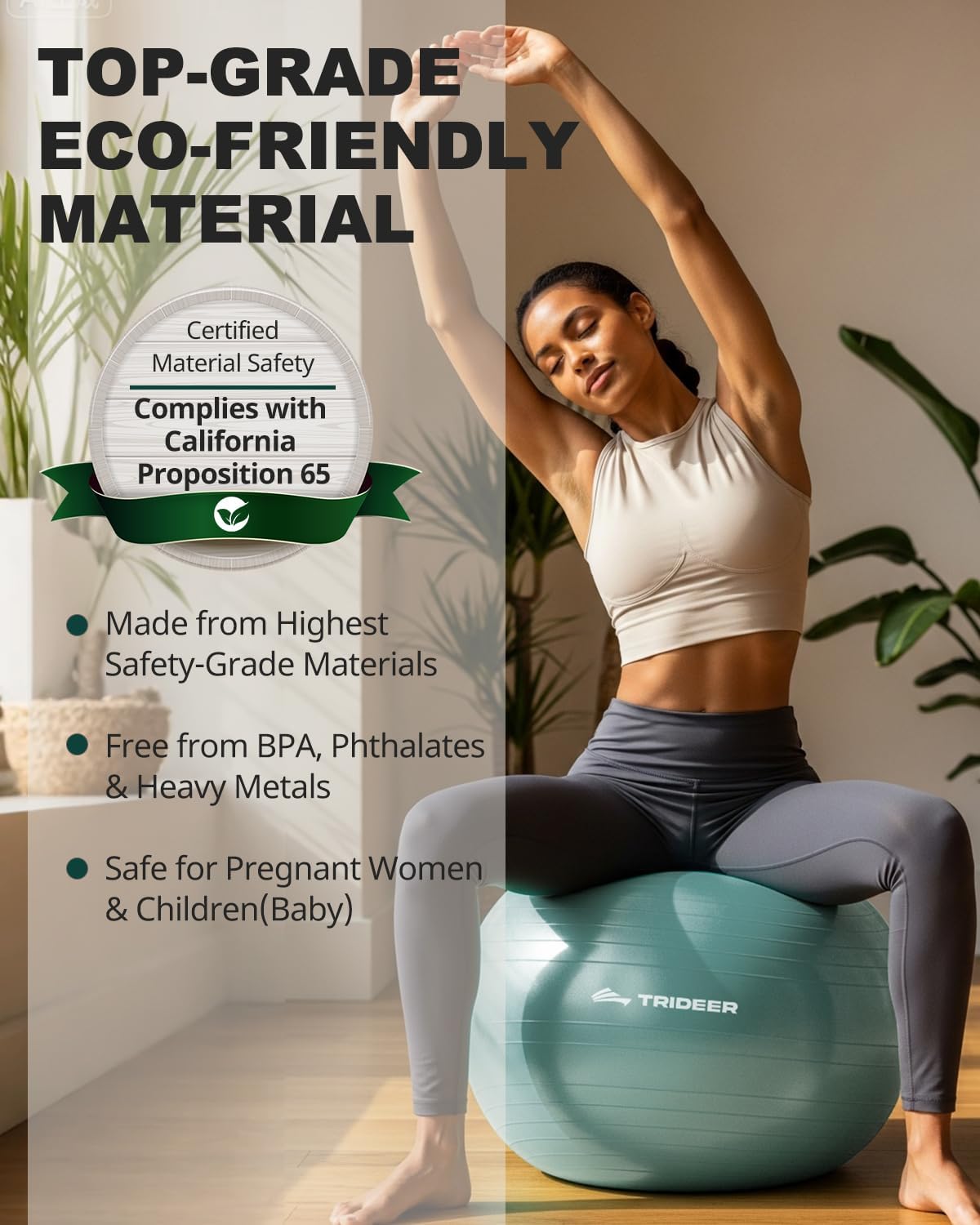 Trideer Exercise Ball Yoga Ball,Office Seating & Balance Ball Chair, Stability Ball for Pilates, Physical Therapy,Core Training & Balance Improvement & Stretching