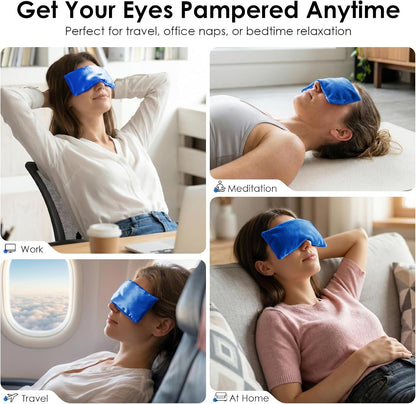 Eye Pillow for Yoga, Relaxation, Sleeping, Microwavable Weighted Eye Mask Heated for Meditation, Dry Eyes, Moist Heat Hot & Cold Eye Compress with Flaxseeds Therapy (Pink)
