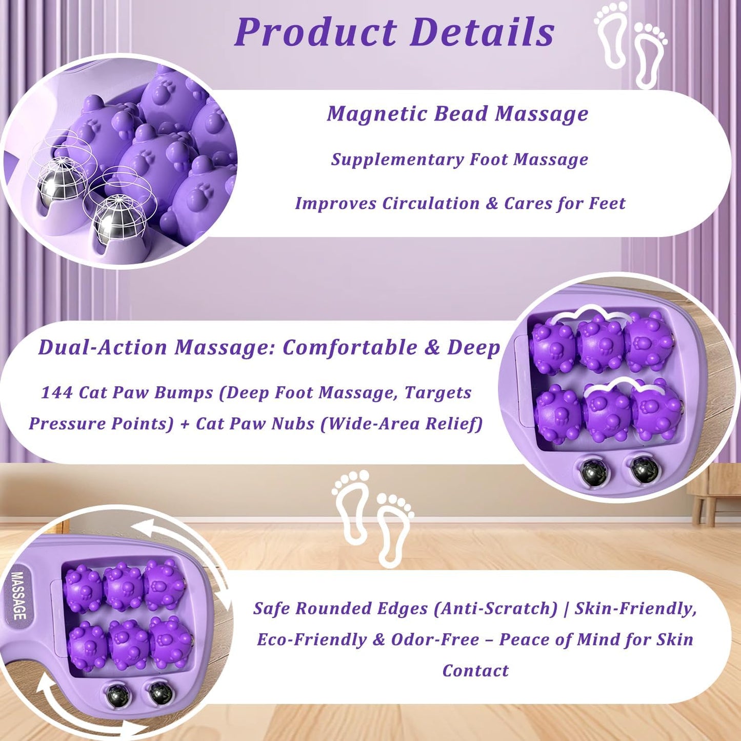 Portable Double Foot Massage Roller for Plantar Fasciitis Relief,Foot Massage Roller with Acupressure Therapy,Pain Relief, Stress Relief & Improved Circulation, Reflexology Tool for Home & Office Use