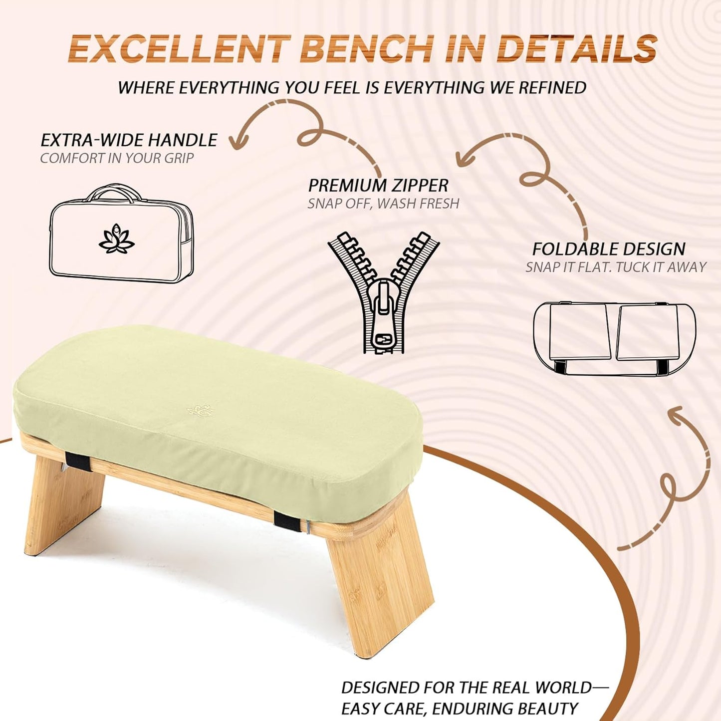 Meditation Bench, Bamboo Meditation Stool, Folding Kneeling Meditation Bench, Seiza Prayer Bench, Prayer Bench with Meditation Cushion, Kneeling Stool(Green-Bag)
