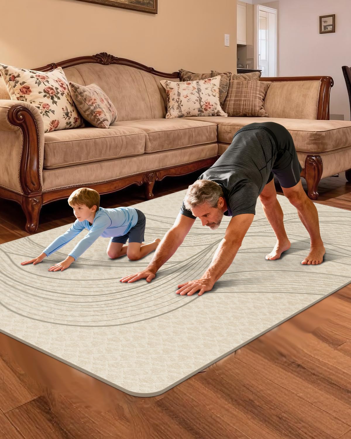 Large Yoga Mat (75.5"x47.6"x0.4"）Extra Wide & Thick 10mm, Non-Slip Exercise Mat, High-Density TPE Mat for Yoga Pilates & Home Gym Workouts