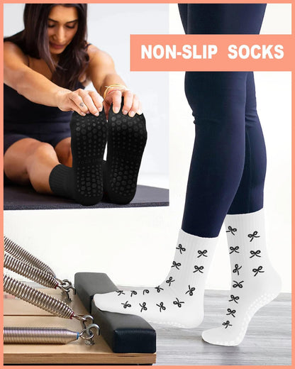 3/6 Pairs Grip Pilates Socks for Women, Non-slip Yoga Athletic Socks for Barre Ballet Barefoot Workout Hospital