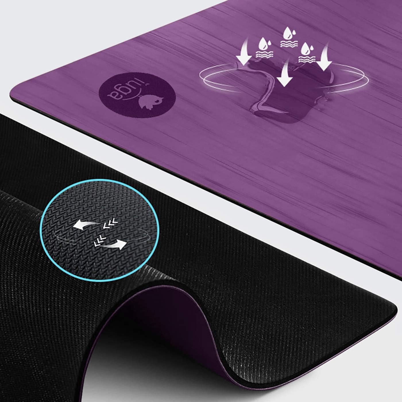 IUGA Pro Yoga Mat Non Slip Pilates Mat Anti-tear Eco Friendly Hot Yoga Mat with SGS Certified Material Free Carrying Strap Included