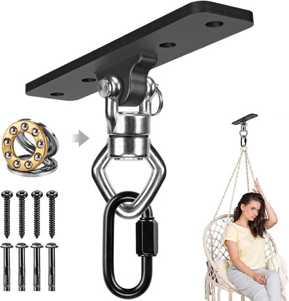 BeneLabel Swing Hanger with Bearing Swivel 800LB Capacity Stainless Steel Ceiling Mount Bracket Hanging Kit for Aerial Silks, Swings, Hammocks, Hanging Chair, Aerial Hoop, Heavy Bag, Yoga Swing