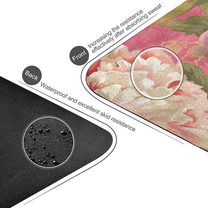 Peony Chinoiserie Flower Pink printed yoga mat thin For hot yoga, natural rubber non slip, with yoga bag for mat tapete para ejercicio 71x26 inches