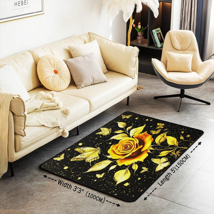 Feelyou Floral Rose Indoor Floor Mat Set,Romantic Blue Rose Rugs for Living Room Bedroom Area Rug 3x5,Boys Girls,Botanical Flower Rose Accent Rug Doormats Floor Mat for All Season