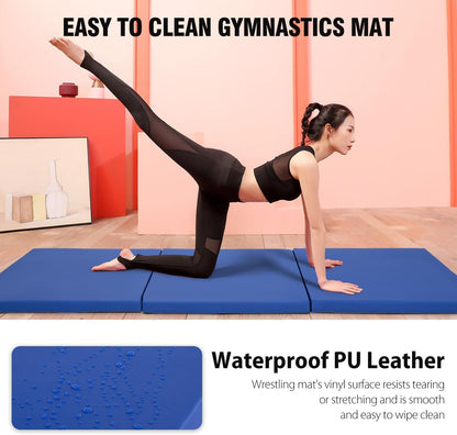 Yoga Mat Thick 2 Inch Workout Flooring for Home Gym - Exercise, Gymnastics, Tumbling, Pilates, Dance Equipment - Foldable Foam Play Mat for Kids and Adults