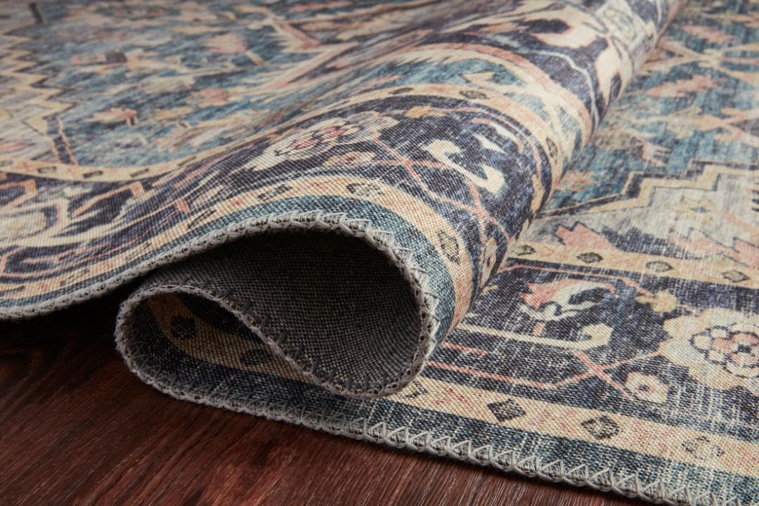 Loloi Hathaway Collection HTH-06 Blush/Multi 2'-6" x 7'-6", .25" Thick, Runner Rug, Soft, Durable, Printed, Modern, Low Pile, Non-Shedding, Easy Clean, Living Room Rug