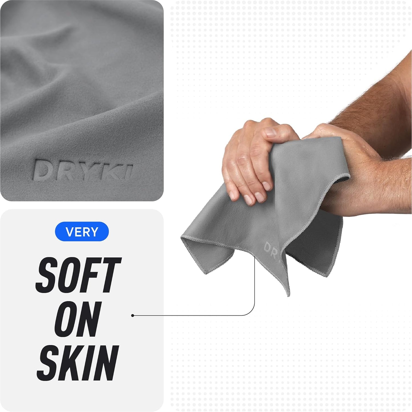 DRYKI Pocket-Sized Sweat Towels - The Original Sweat Absorbing Handkerchiefs - Quick-Dry Microfiber Sweat Rags for Face, Hands, & Body - Men & Women - Gym, Sports, and Work (Blue: 5 Pack)