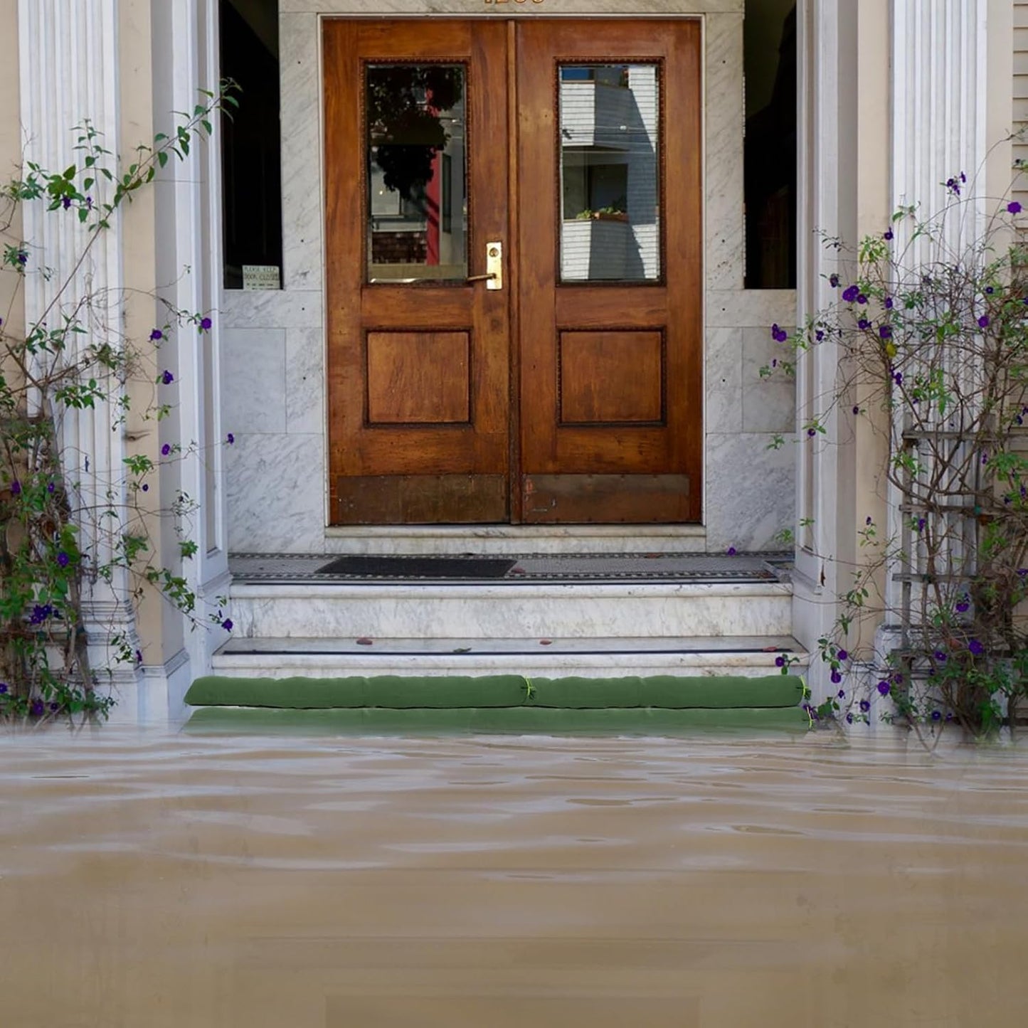 4 Pcs 6' × 6" Long Sand Bags for Flooding - Thickened Canvas Flood Protection Sandbag Tube with Elastic Band, Reusable Flood Rain Wind Barrier Sand Bag Tube for Door Window Flood Control