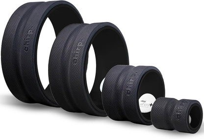Chirp Wheel Foam Roller – Targeted Back & Neck Relief, Lumbar Spine Stretcher, Spinal Decompression Back Stretcher, Massage Roller with Density Foam for Physical Therapy, Supports 500lbs, 4-Pack Black