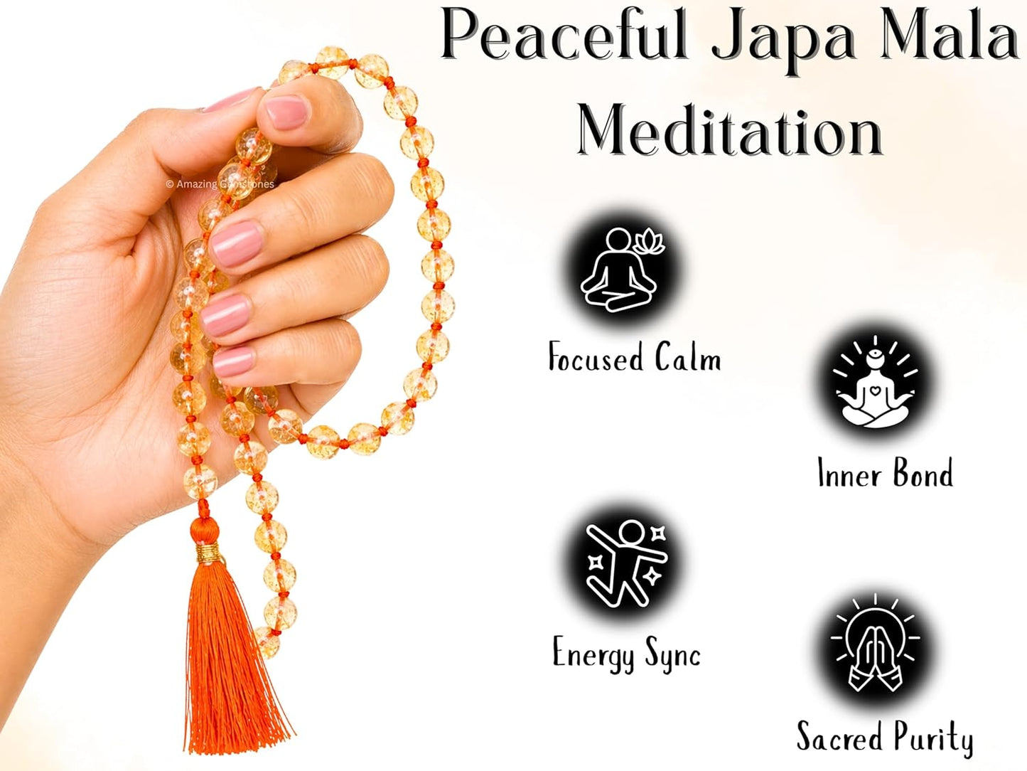 Amazing Gemstone 108 Beads Handmade Mala (Knotted, Rudraksha) - Colors B