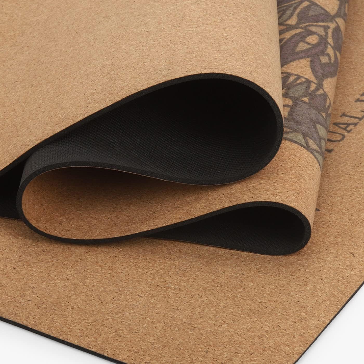 Shakti Warrior Mandala Pro Cork Yoga Mat - Premium Printed Natural Eco-Friendly Non-Slip Mat Great for Regular & Hot Yoga, Pilates, Workouts (72 inch x 24 inch x 3mm Thick)