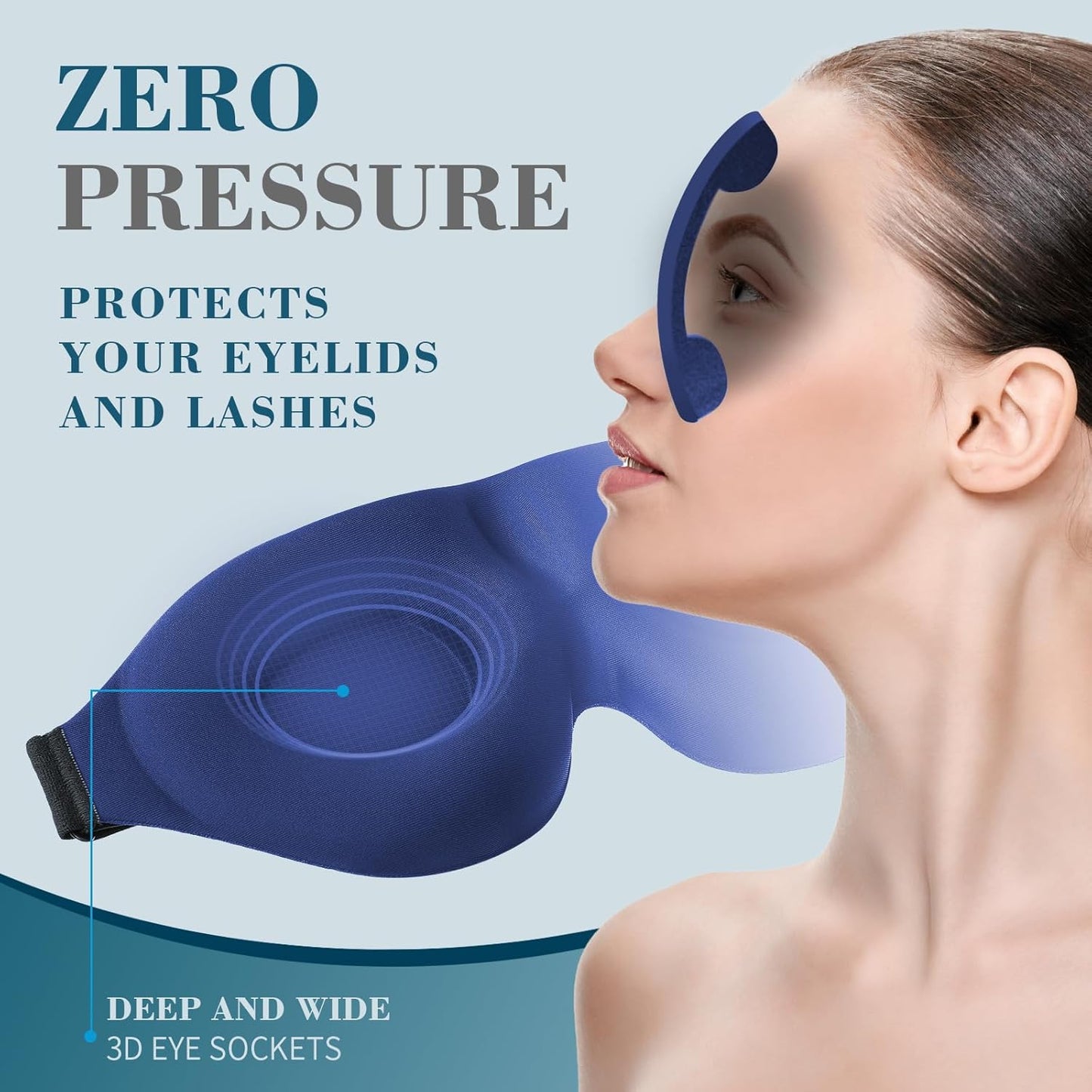 ZGGCD Sleep Mask for Side Sleeper, Light Blocking Sleeping Eye Mask for Women Men, 3D Contoured Cup Night Blindfold, Luxury Eye Cover Eyeshade with Adjustable Strap for Travel, Nap, Black