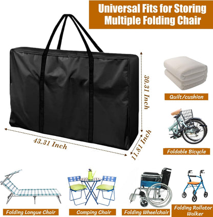 BLIRITEL Foldable Chair Storage Carry Bag, Heavy Duty 210D Oxford Travel Bag for Folding Lounge Chair, Zero Gravity Chair, Rollator Walker, Camp Table, Patio Cushion Storage (Black)