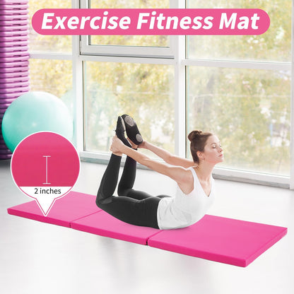 BLKMTY Gymnastics Mats - 2'x6' Folding Exercise & Yoga Mat with Carrying Handles for Kids' Tumbling & Home Gym