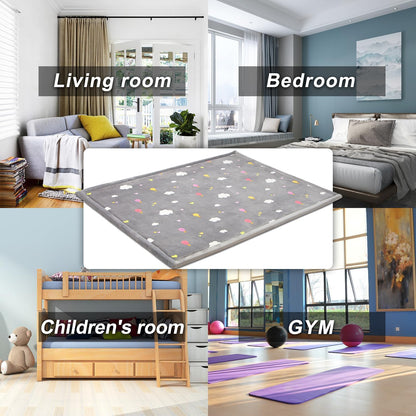 N&V 1.25" Thick Baby Play Mat with Non-Slip Backing,Large Foam Padded Play Area Rug Coral Velvet Crawling mat for Bedroom Dormitory Yoga, Home Decor for Living Room, Nursery 95"×78"