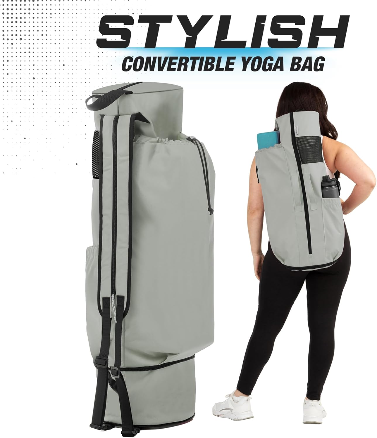 MAGNILAY Yoga Mat Bag - for Women and Men, Yoga Bag with Pockets and Adjustable Strap, Yoga Mat Carrier, Fits Mats Blocks and Yoga Accessories for Workouts, (32" L)