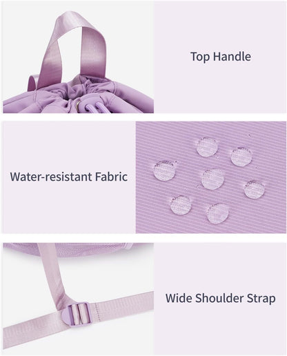 WANDF Drawstring Backpack for Women, Lightweight Gym Bag with Yoga Mat Strap, Water-Resistant String Backpack with Mesh Pocket (Grey, Patent Pending)