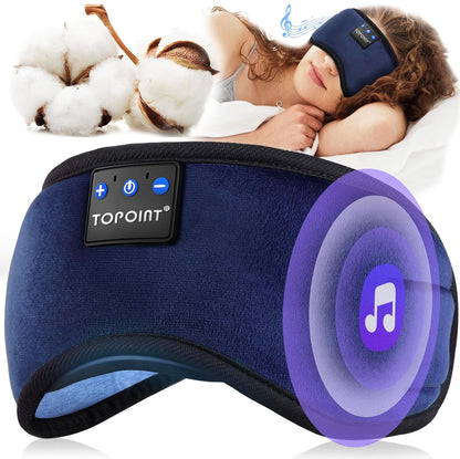 TOPOINT Sleep Mask with Headphones Bluetooth 5.4 Wireless, Sleep Headphones Earphones Earbuds with Microphone HD Speakers Music, Blackout Eye Mask for Sleeping Travel Meditation Men Women Cool Gadgets