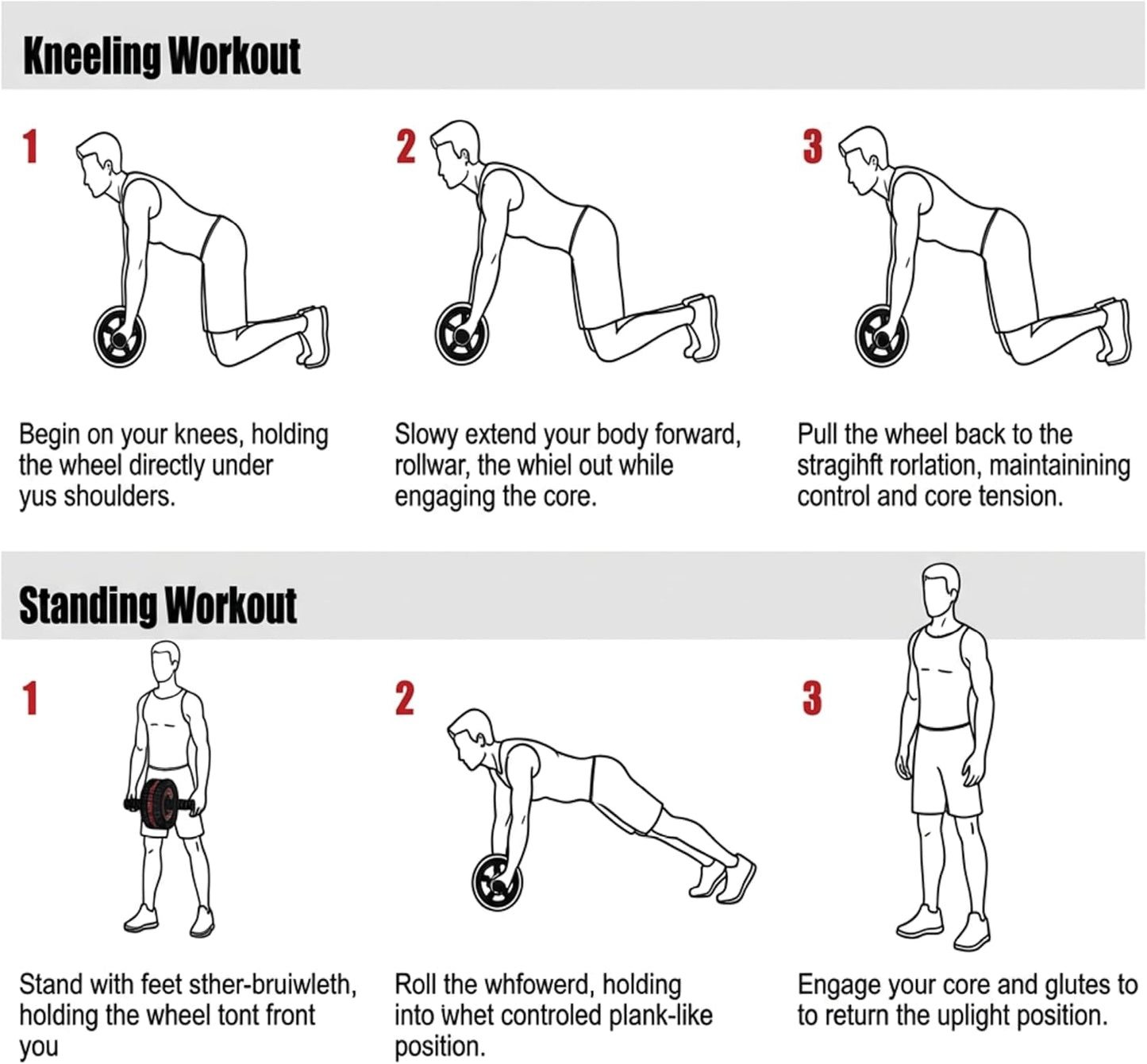 Ab Roller Wheel for Abs Workout - Core Strength Training Equipment for Home Gym with Knee Pad, Abdominal Exercise Wheel for Men and Women