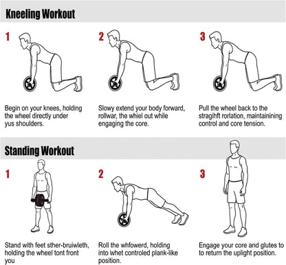 Ab Roller Wheel for Abs Workout - Core Strength Training Equipment for Home Gym with Knee Pad, Abdominal Exercise Wheel for Men and Women