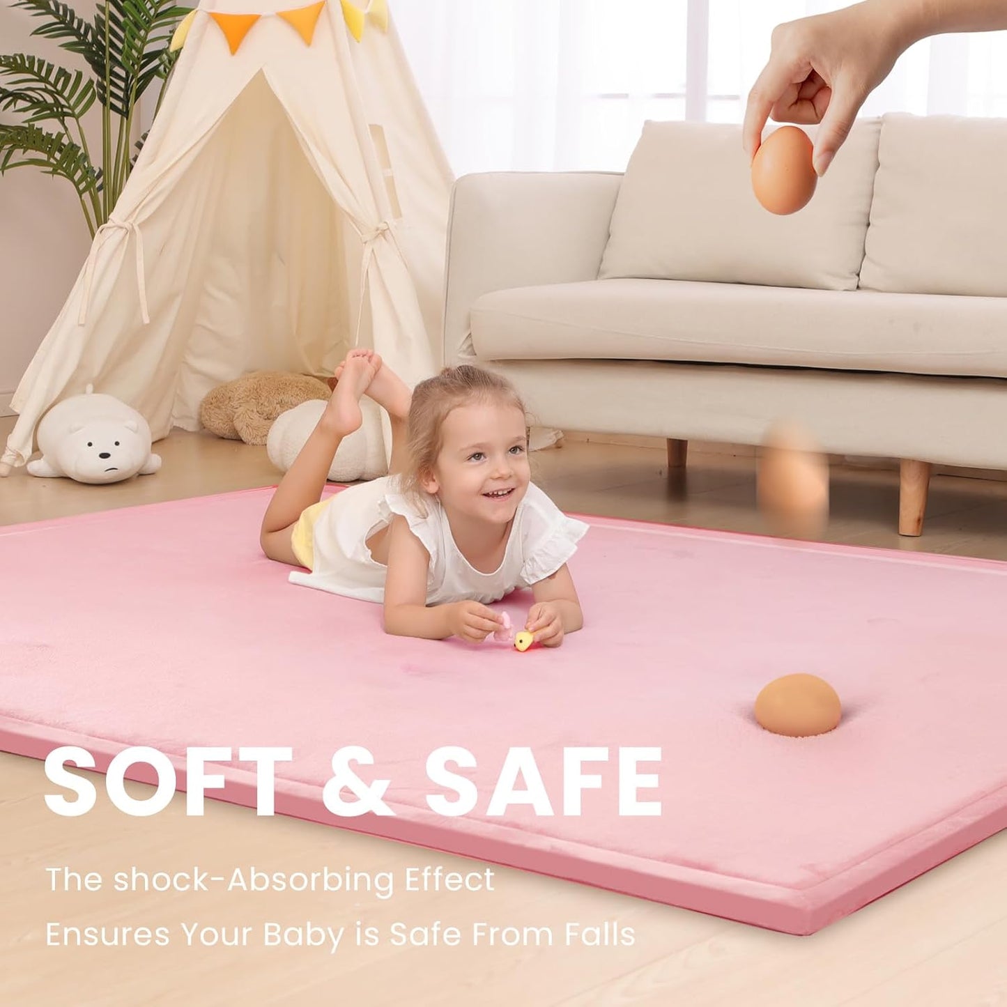 Baby Play Mat for Floor,1.3" Thick Memory Foam Tummy Time Mat,Soft Coral Velvet Nursery Rug,Large Non Slip for Crawling,Toddlers,Infants,Kids,Yoga & Tatami Style for Living Room(Dark Gray)