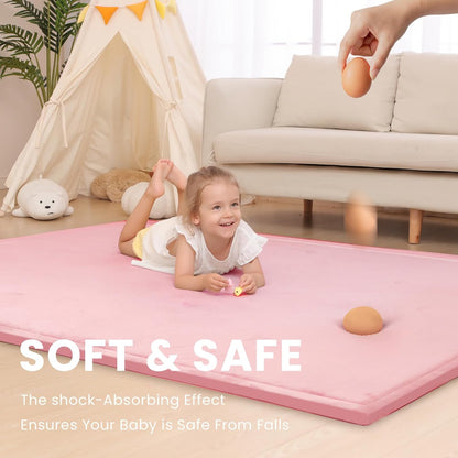 Baby Play Mat for Floor,1.3" Thick Memory Foam Tummy Time Mat,Soft Coral Velvet Nursery Rug,Large Non Slip for Crawling,Toddlers,Infants,Kids,Yoga & Tatami Style for Living Room(Dark Gray)