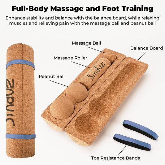 Premium Cork Balance Board - 15.7" Large Ankle Balance Board with Peanut Massage Ball, Balance Trainer, Foot Strengthener for Full Body Massage | Balance Stability | Improve Mobility | Prevent Falls