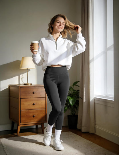 Blisset High Waist Leggings for Women - Opaque, Soft Tummy Control Athletic Pants for Yoga, Running, Workout and Gym