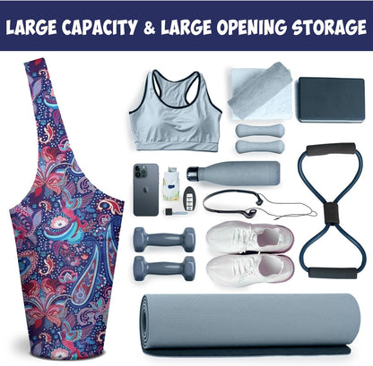 Yoga Mat Bag Carrier for Women with Side Large Pocket Durable Linen Workout Gym Travel Storage Pilates Mats