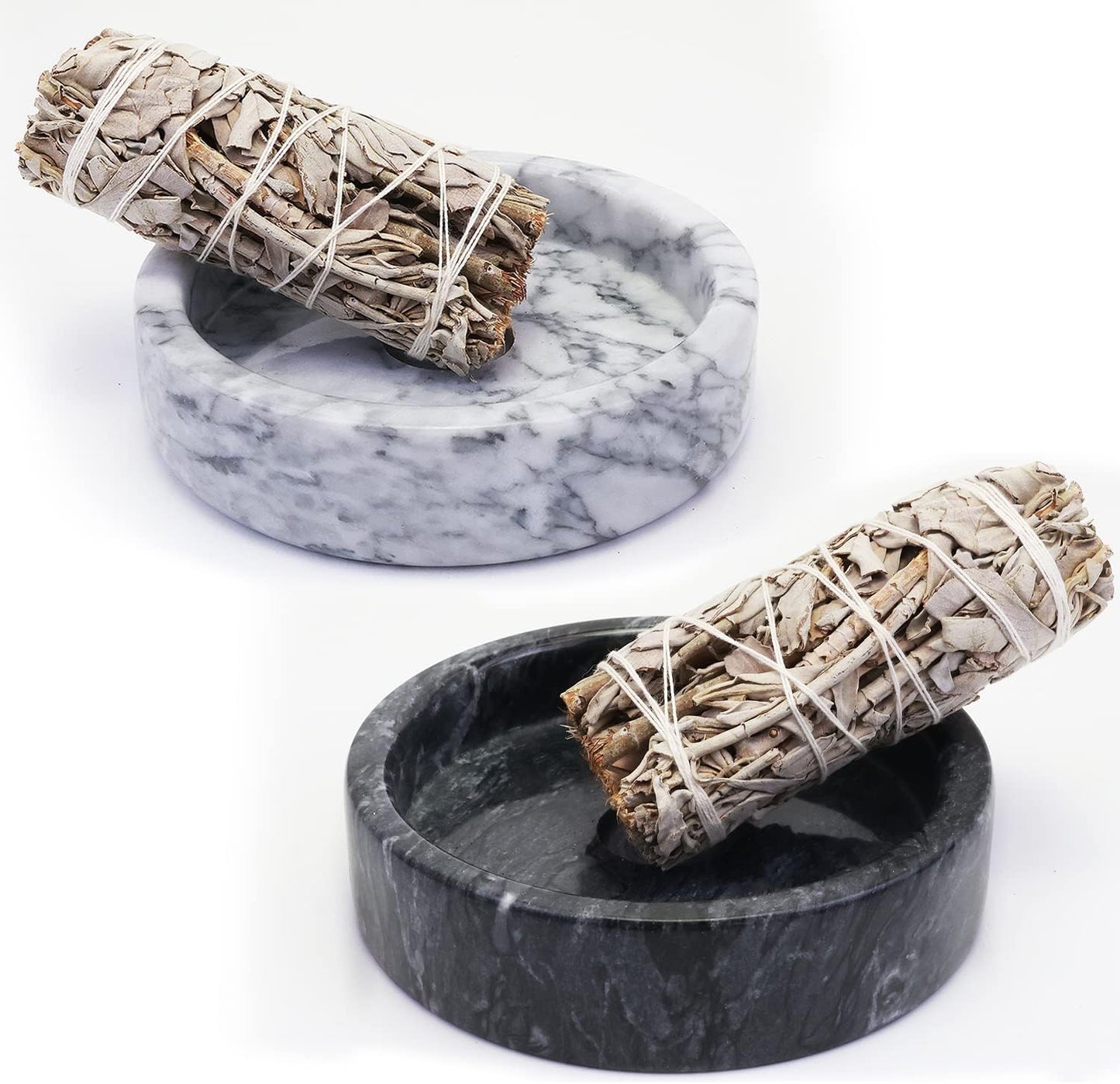 Vrupin Natural Marble Incense Burner, Handmade Incense Stick Incense Burner Reflux Burner, Ideal for use in Meditation, Incense Smokers and Decoration. (Black)