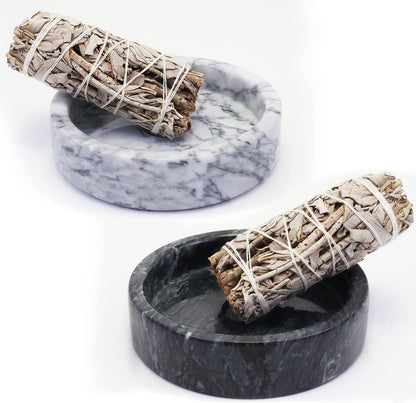 Vrupin Natural Marble Incense Burner, Handmade Incense Stick Incense Burner Reflux Burner, Ideal for use in Meditation, Incense Smokers and Decoration. (Black)
