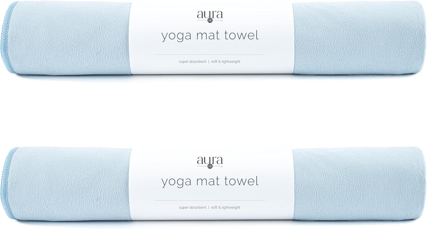 S&T INC. Yoga Mat Towel, Quick Dry Towel, Soft and Absorbent for Gym, Pilates, and Hot Yoga Mat, 1 Pack, 26.5 inches x 72 inches, Microfiber, Blue