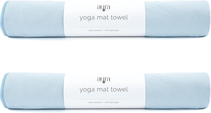S&T INC. Yoga Mat Towel, Quick Dry Towel, Soft and Absorbent for Gym, Pilates, and Hot Yoga Mat, 1 Pack, 26.5 inches x 72 inches, Microfiber, Blue