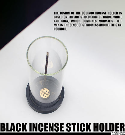 Incense Holder for Sticks,Modern Incense Stick Holder with Glass Ash Catcher[Anti ash Flying], Incense Burner Holder,Zen Glass Incense Holder,for Spa Home Decor Yoga Meditation[Black]