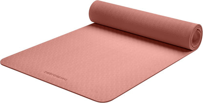 Retrospec Zuma Yoga Mat 6mm Thick Non-Slip TPE Exercise Mat | Cushioned Workout Mat for Yoga Pilates and Home Stretching | 72 x 24 with Carrying Strap
